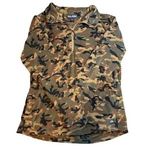 Real Work Camo Fleece Pullover Mens XL Quarter Zip Camouflage Jacket Camo Print